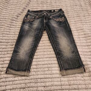 Medium wash Miss me brand capri cuffed jeans size 26.